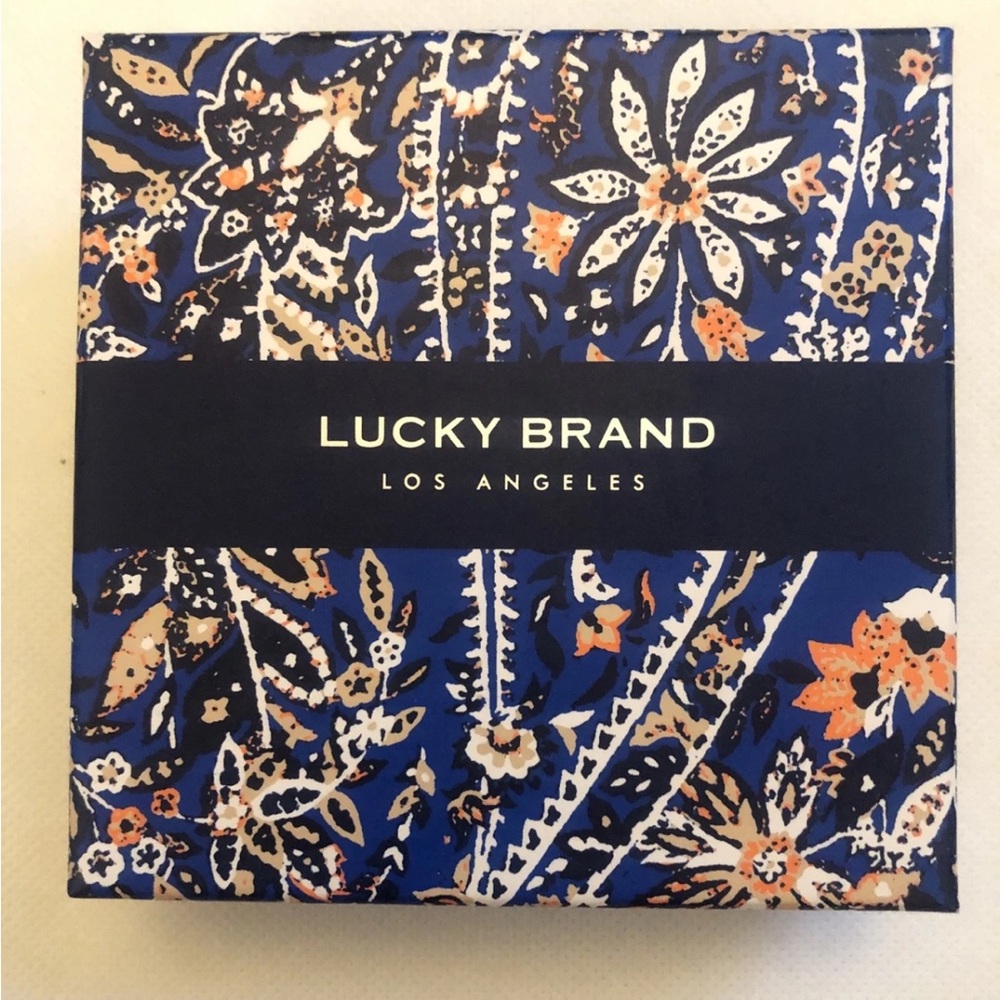 Lucky Brand Gold Tone Bangle With Reversible Natural Stone Accent NWT & Box - Picture 11 of 12
